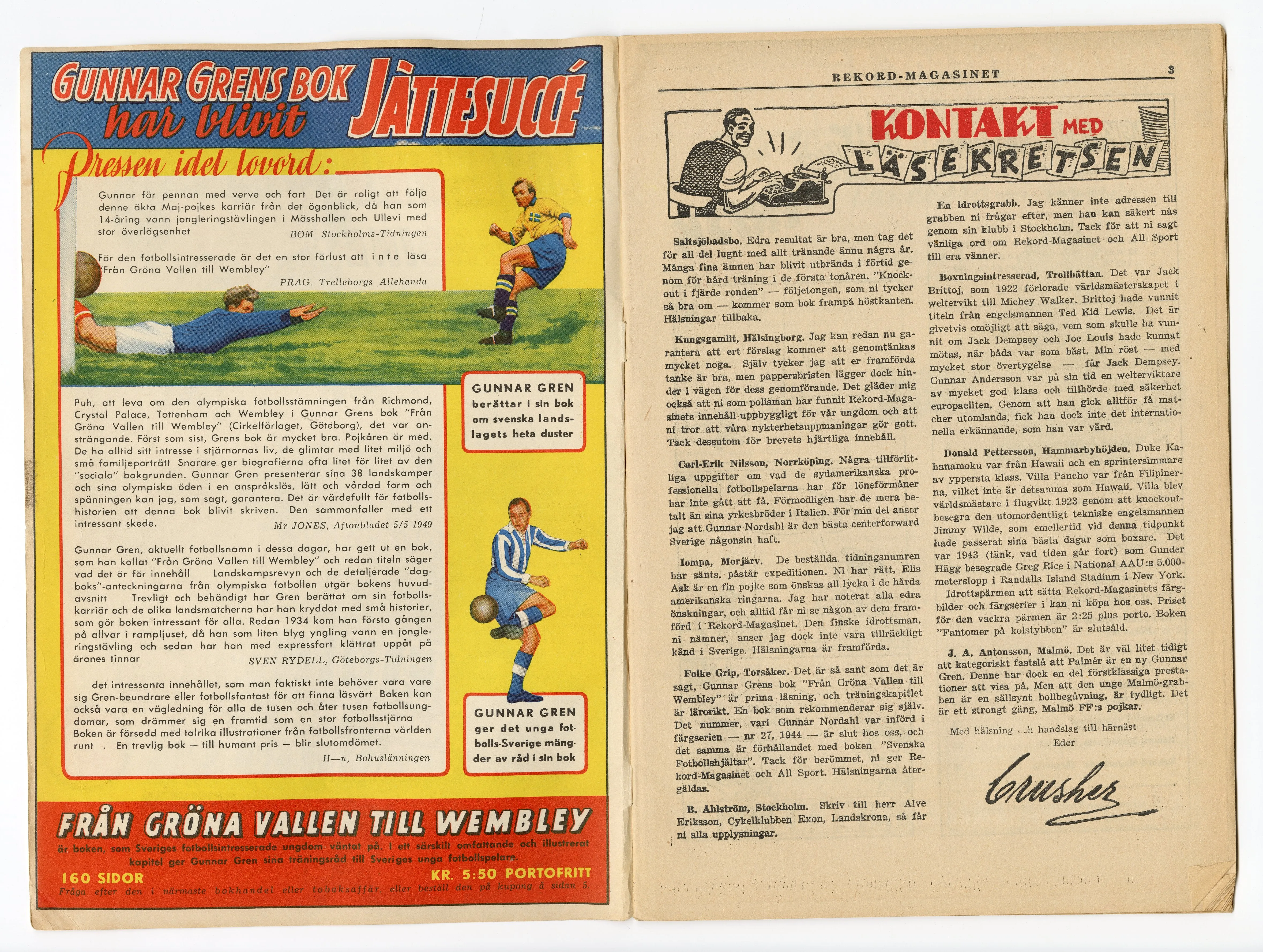 1949 July German REKORD MAGAZINE, Boxing, Sports, Joe Weidon
