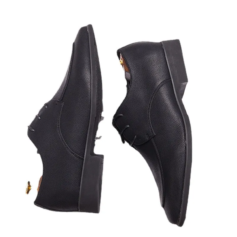 24 spring British men's business casual shoes men Korean version of pointed trend youth tie formal men's shoes