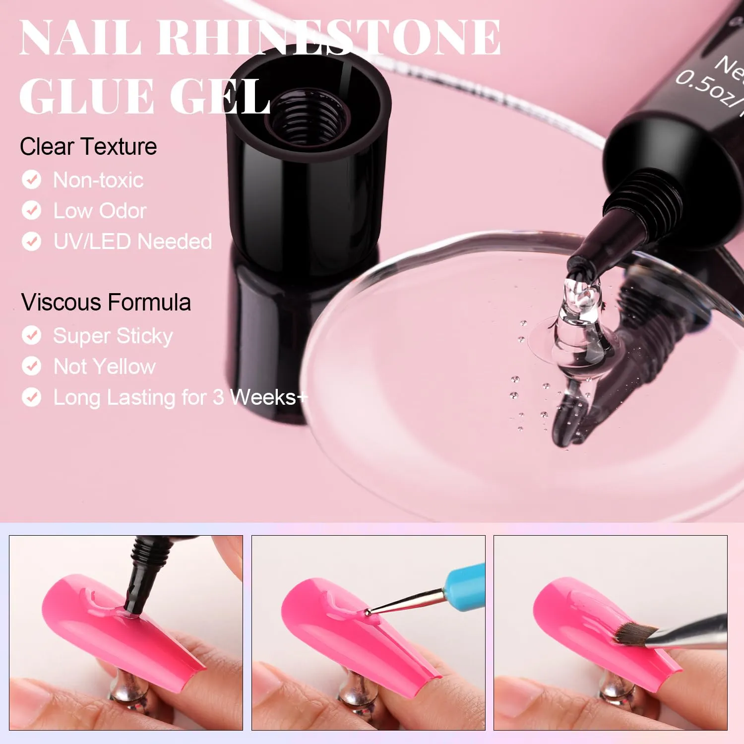 3D Nail Charms, Manicure Kit with Nail Rhinestone Glue Gel (UV Curing), Butterfly Colorful Flower Starry AB Gems Caviar Beads Half Round Pearl & Flatback Glass AB   Clear Gems with Dotting Tools
