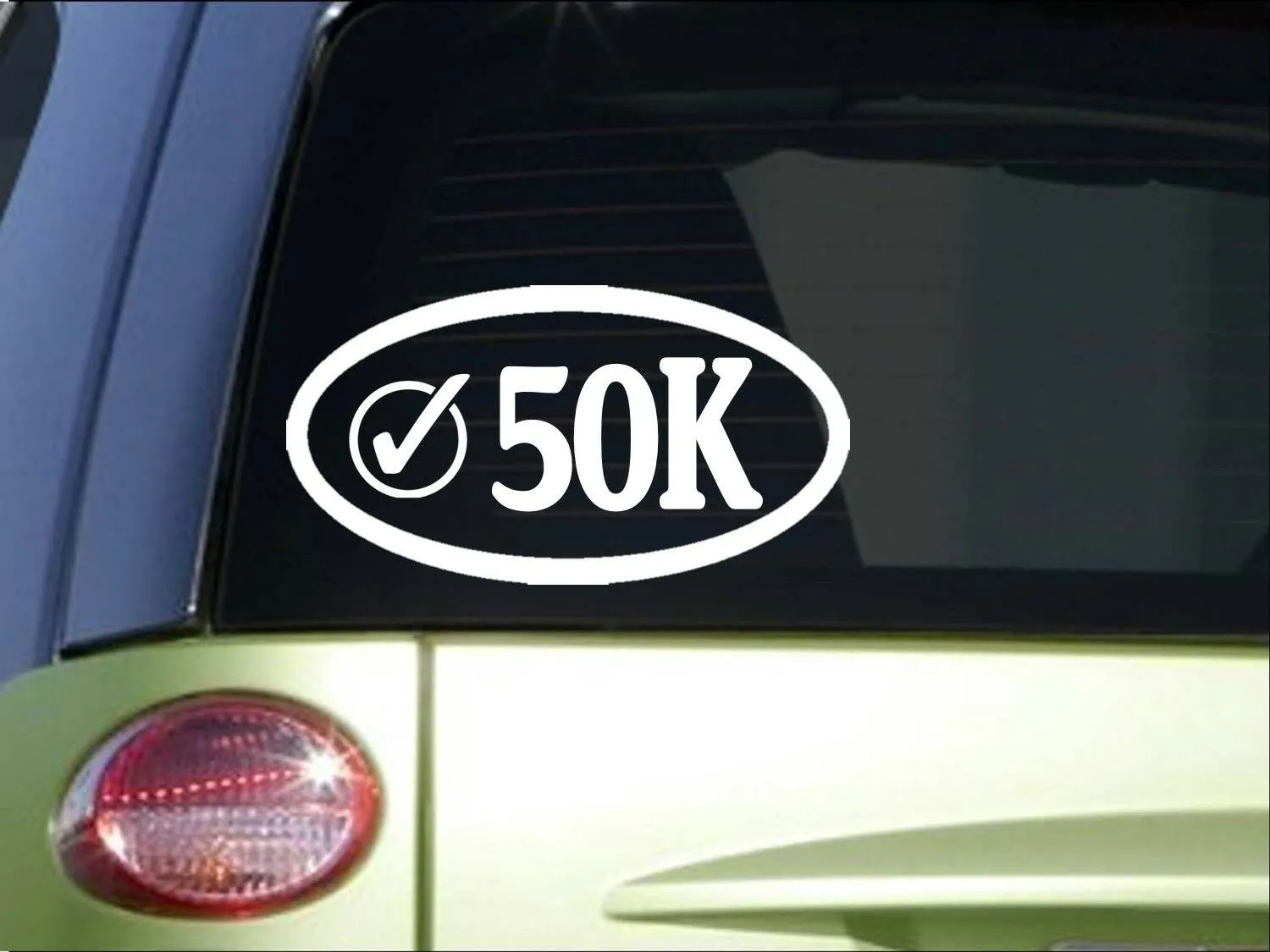 50K Check Oval *H972* 8" Sticker decal run shoes running shorts marathon bottle