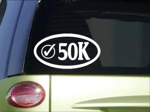 50K Check Oval *H972* 8" Sticker decal run shoes running shorts marathon bottle