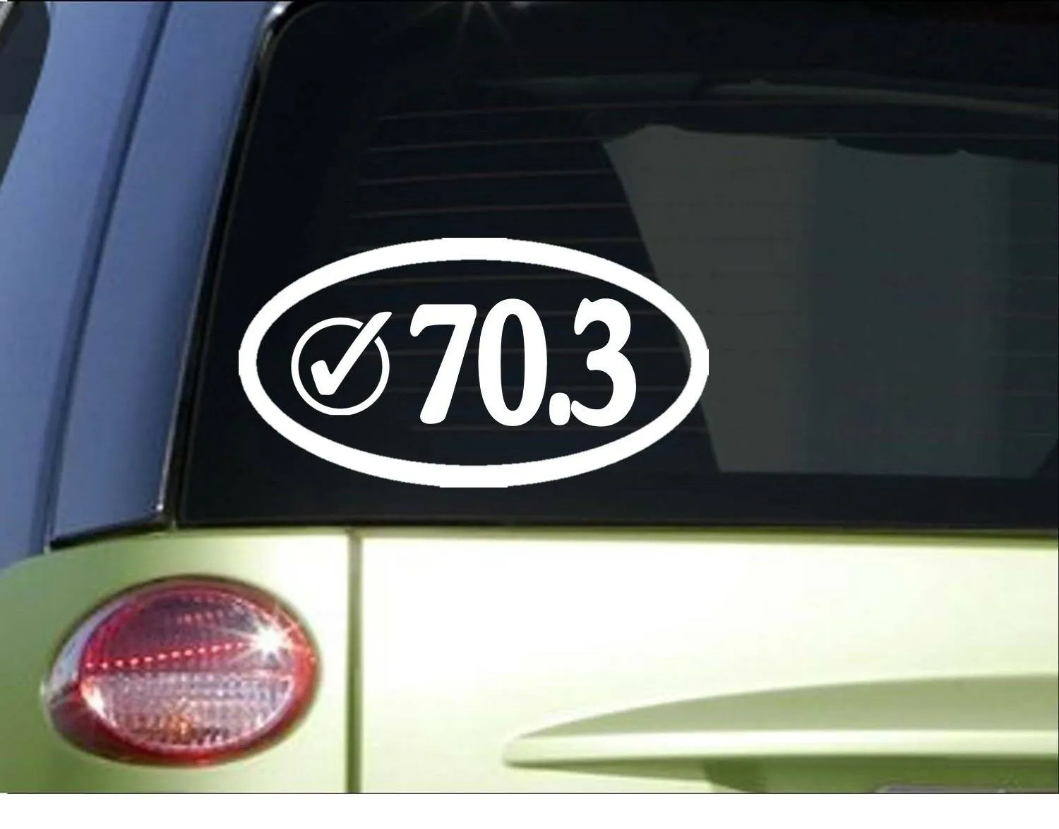 70.3 Check Oval *H973* 8" Sticker decal run shoes running triathlon bottle
