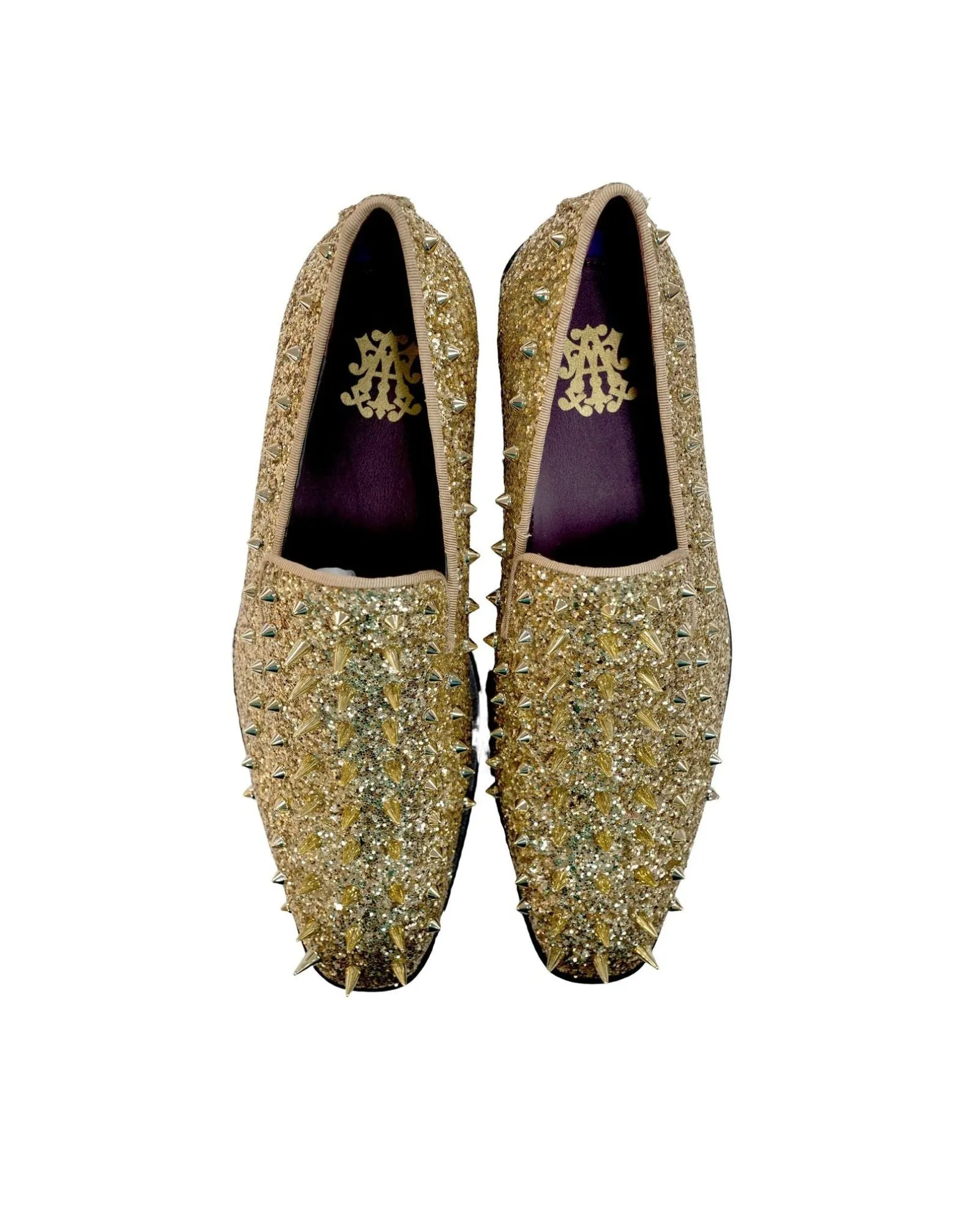 After Midnight Glitter Spike Formal Loafer in Gold-Multi