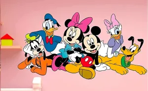 Akki Wold Mickey Mouse,Minnie Mouse,Donald Duck Wall Sticker for for Kids Room, Bedroom, Living Room, Office Pack of 1 (Size -51 Cm X 95 Cm)