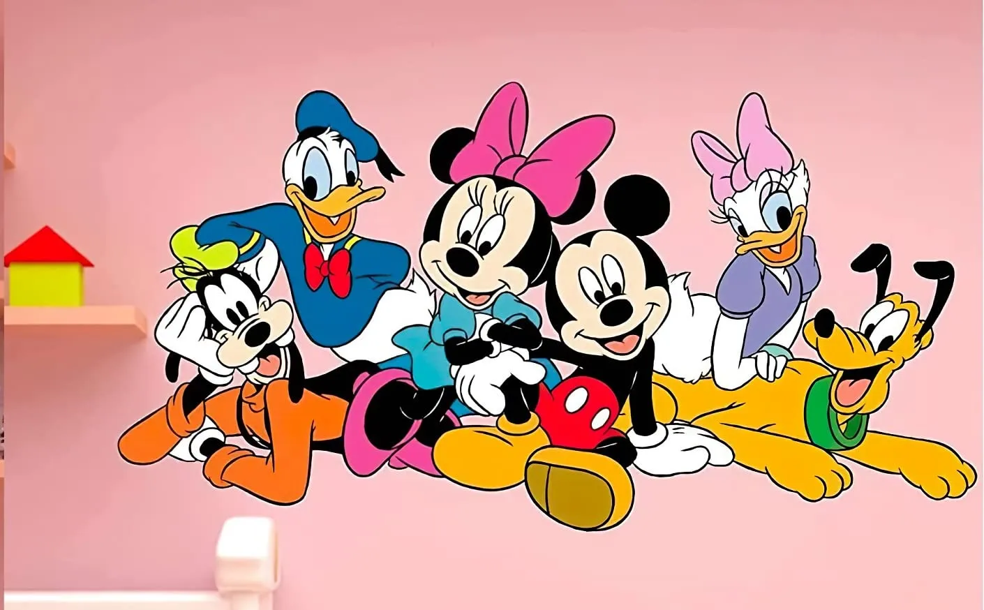 Akki Wold Mickey Mouse,Minnie Mouse,Donald Duck Wall Sticker for for Kids Room, Bedroom, Living Room, Office Pack of 1 (Size -51 Cm X 95 Cm)