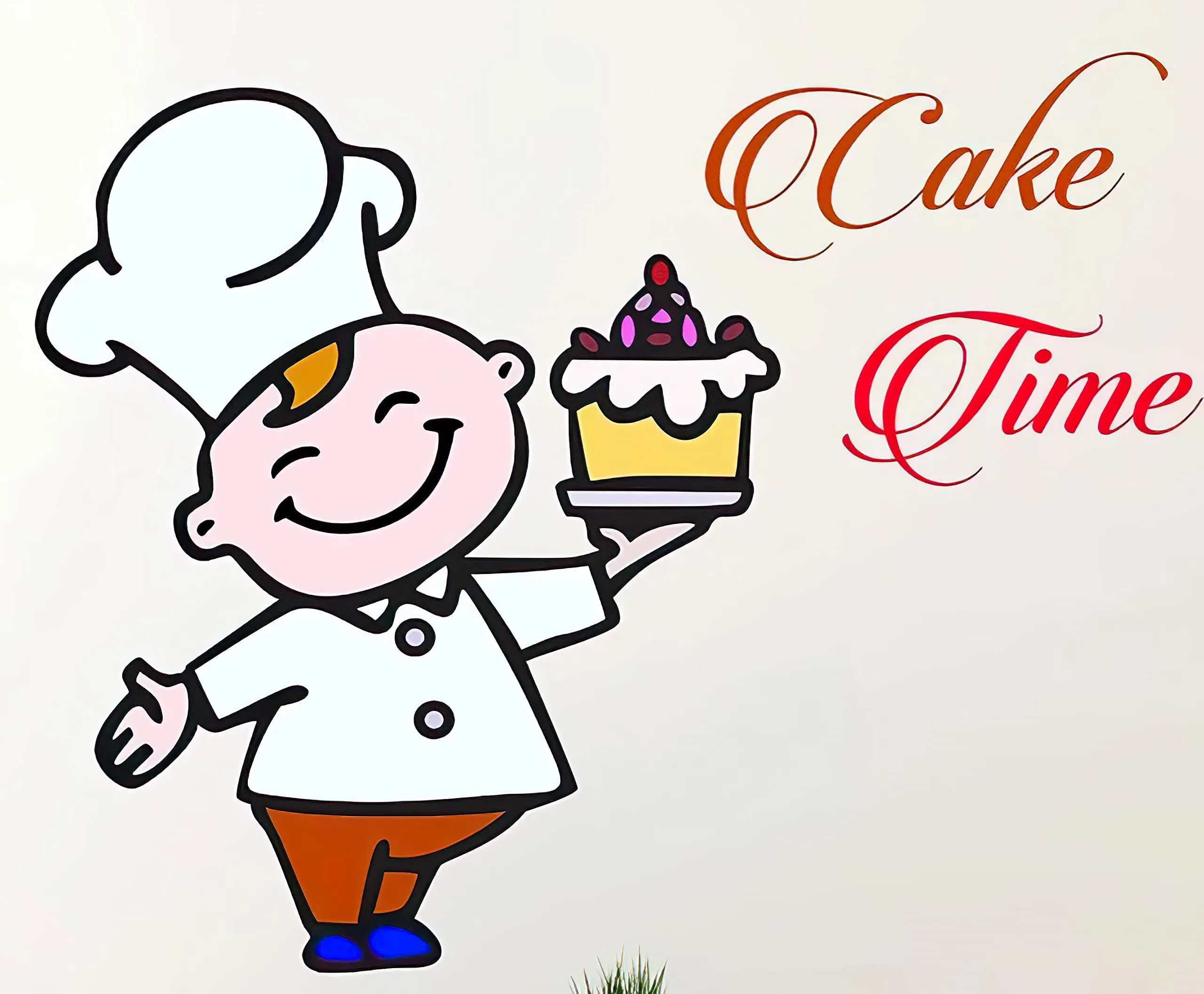 Akki World Cake Time vetor Wall Sticker for Hotel, Kitchen, Retorent, Cafe (Multicolour, 60 x 50 cm)