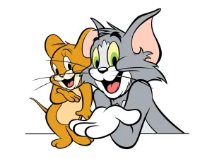 Akki World Old Cartoon Tom and Jerry Wall Sticker for Kids Room,Bedroom, Living Room, (Multicolor, Size - 38 Cm X 41Cm)