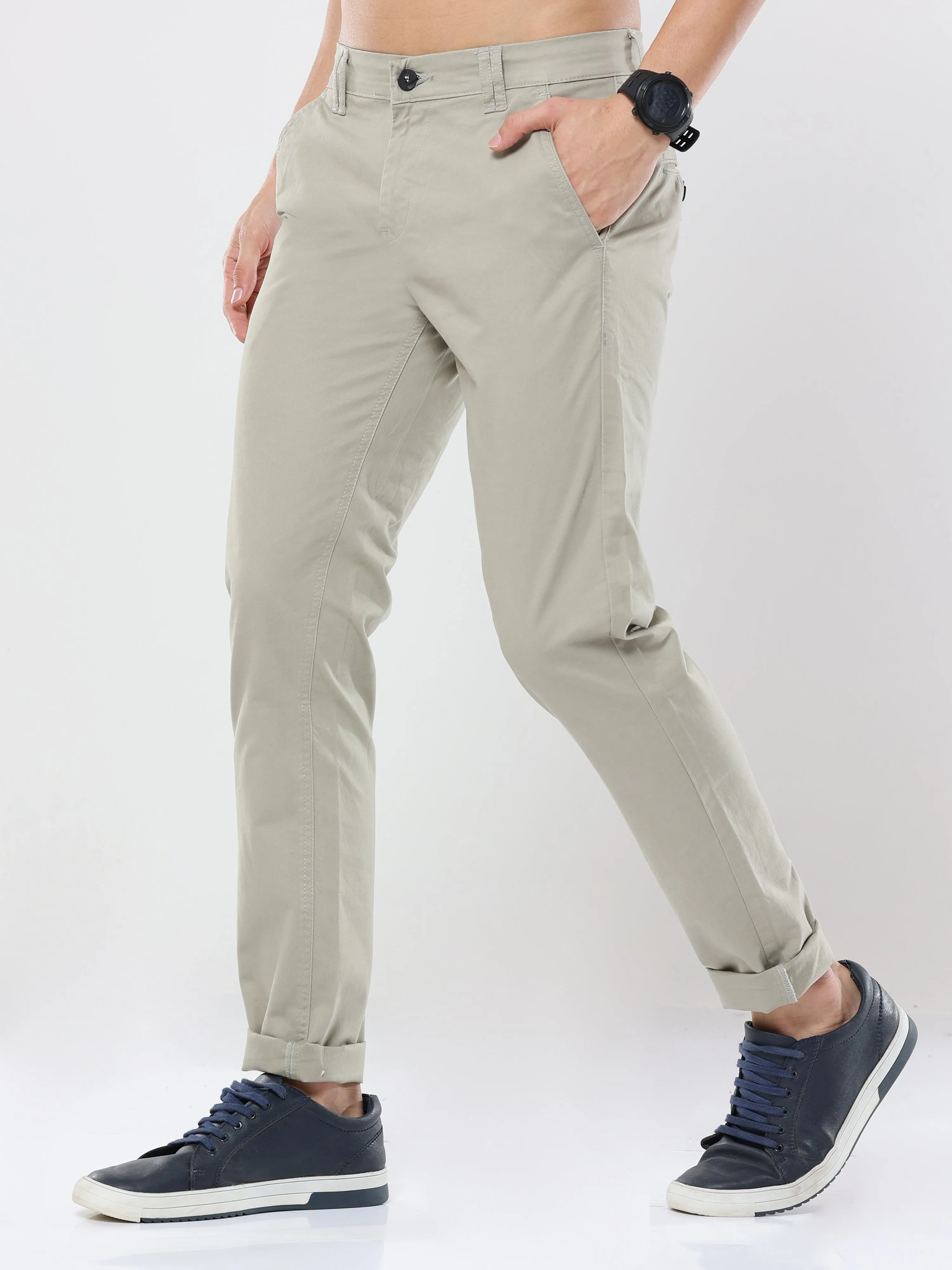 Albatross Plain classic Trout Gray chinos for mens