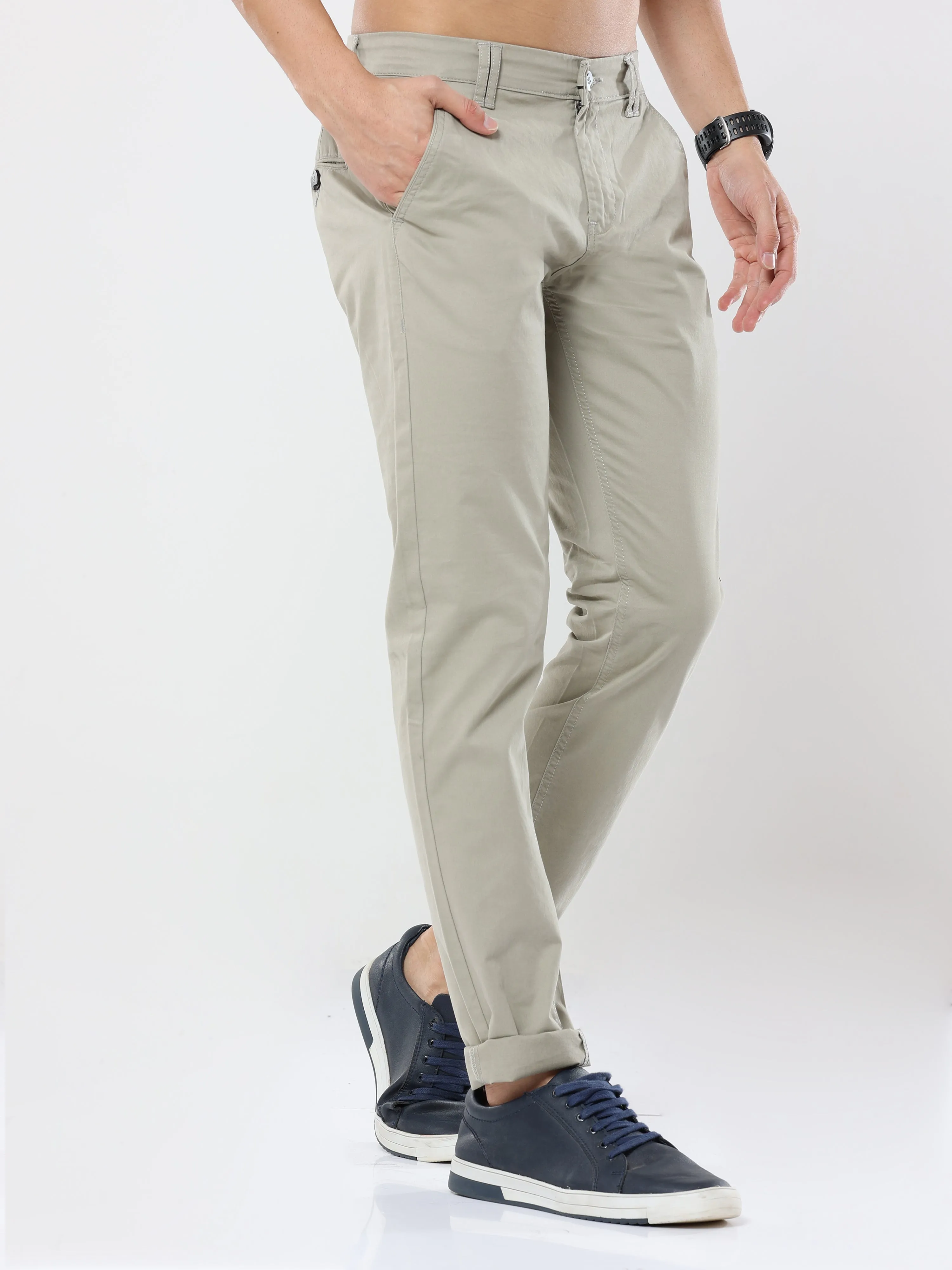 Albatross Plain classic Trout Gray chinos for mens