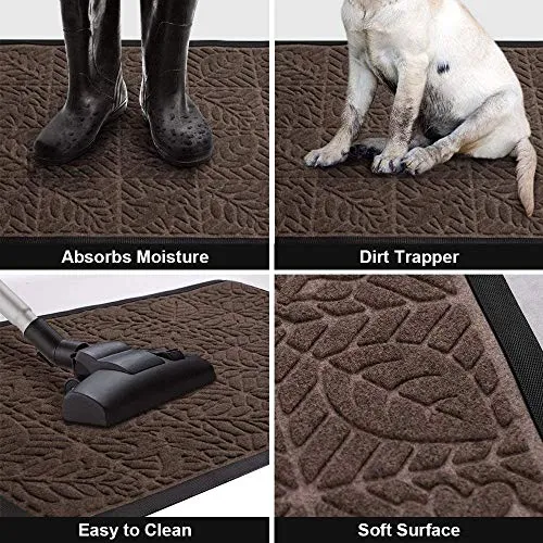 Amagabeli 2 Pack Large Outdoor Door Mats Rubber Shoes Scraper 24" x 36" for Front Door Entrance Outside Doormat Brown BG346