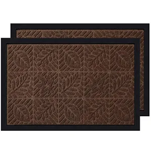 Amagabeli 2 Pack Large Outdoor Door Mats Rubber Shoes Scraper 24" x 36" for Front Door Entrance Outside Doormat Brown BG346