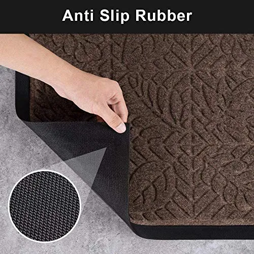 Amagabeli 2 Pack Large Outdoor Door Mats Rubber Shoes Scraper 24" x 36" for Front Door Entrance Outside Doormat Brown BG346