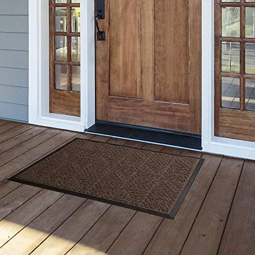 Amagabeli 2 Pack Large Outdoor Door Mats Rubber Shoes Scraper 24" x 36" for Front Door Entrance Outside Doormat Brown BG346