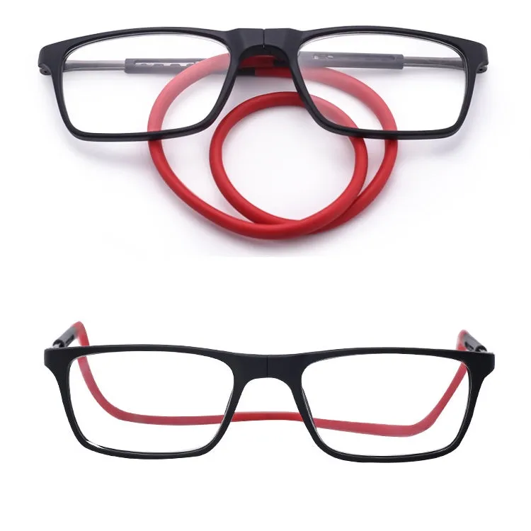 Anti Blue-ray Adjustable Neckband Magnetic Connecting Presbyopic Glasses,  1.50D(Black)