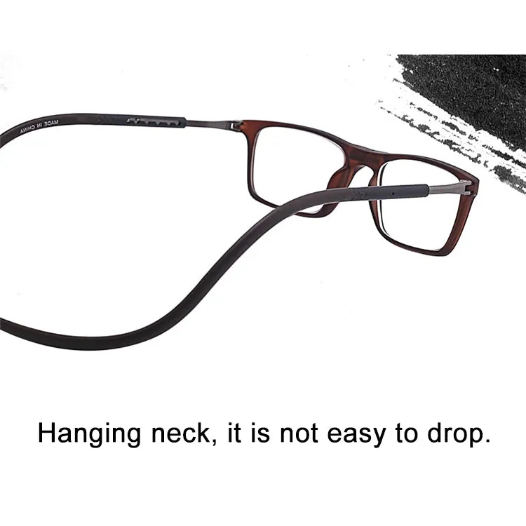 Anti Blue-ray Adjustable Neckband Magnetic Connecting Presbyopic Glasses,  1.50D(Black)