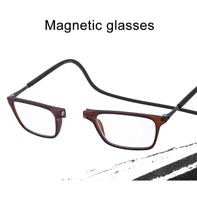 Anti Blue-ray Adjustable Neckband Magnetic Connecting Presbyopic Glasses,  1.50D(Black)