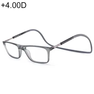 Anti Blue-ray Adjustable Neckband Magnetic Connecting Presbyopic Glasses,  4.00D(Grey)