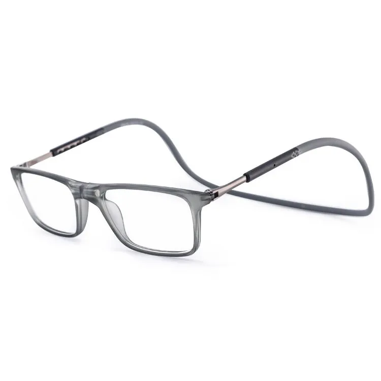 Anti Blue-ray Adjustable Neckband Magnetic Connecting Presbyopic Glasses,  4.00D(Grey)