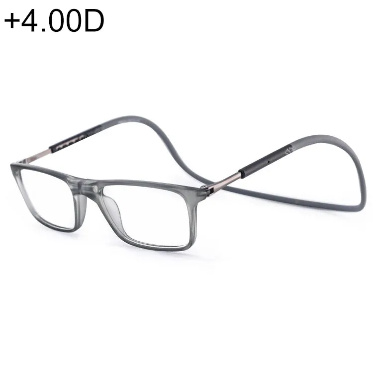 Anti Blue-ray Adjustable Neckband Magnetic Connecting Presbyopic Glasses,  4.00D(Grey)