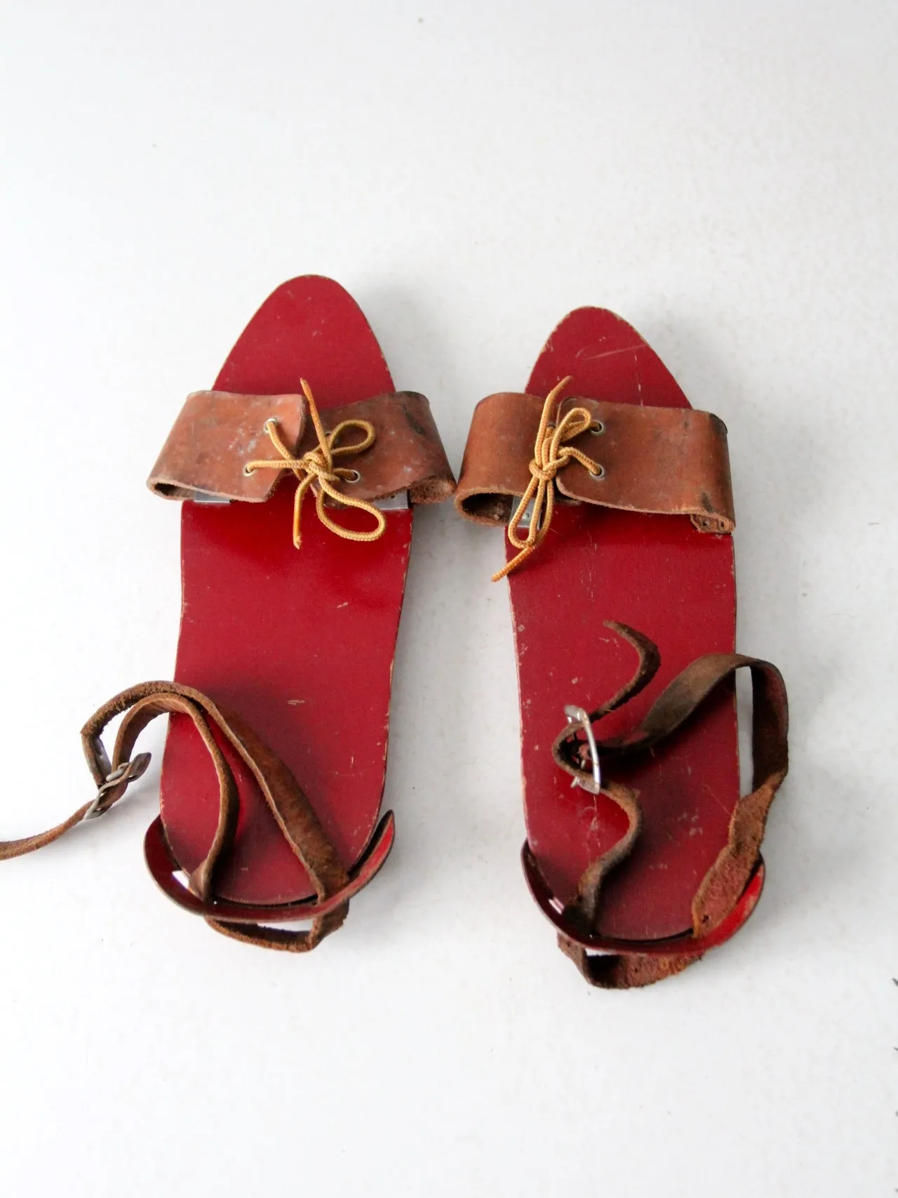 antique wooden ski skates