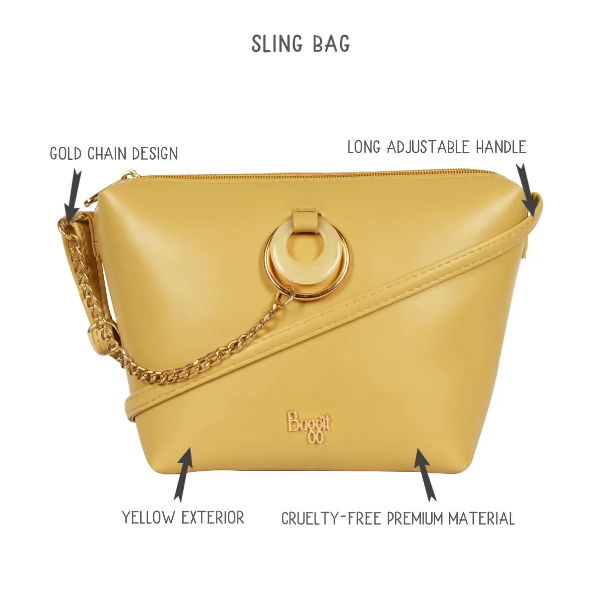 Baggit Women's Sling Bag (Yellow)