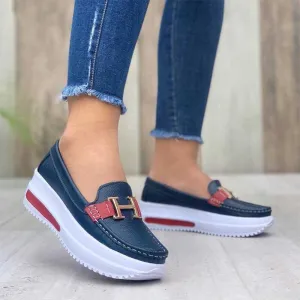 Basic Casual Comfortable Round Toe Slip-On Platform Shoes