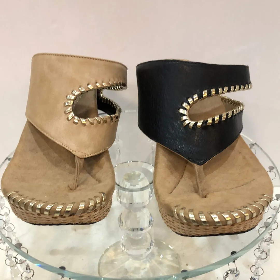 Beige/Black Reversible Sandals