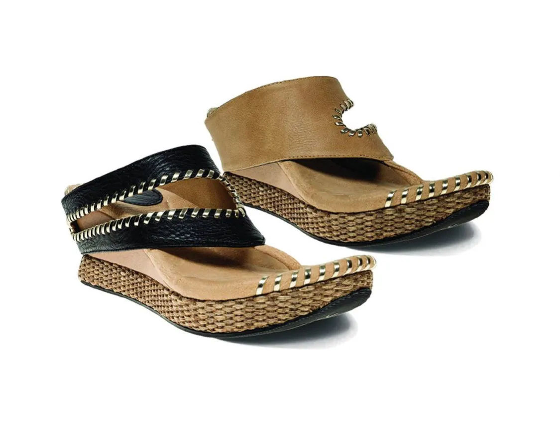 Beige/Black Reversible Sandals