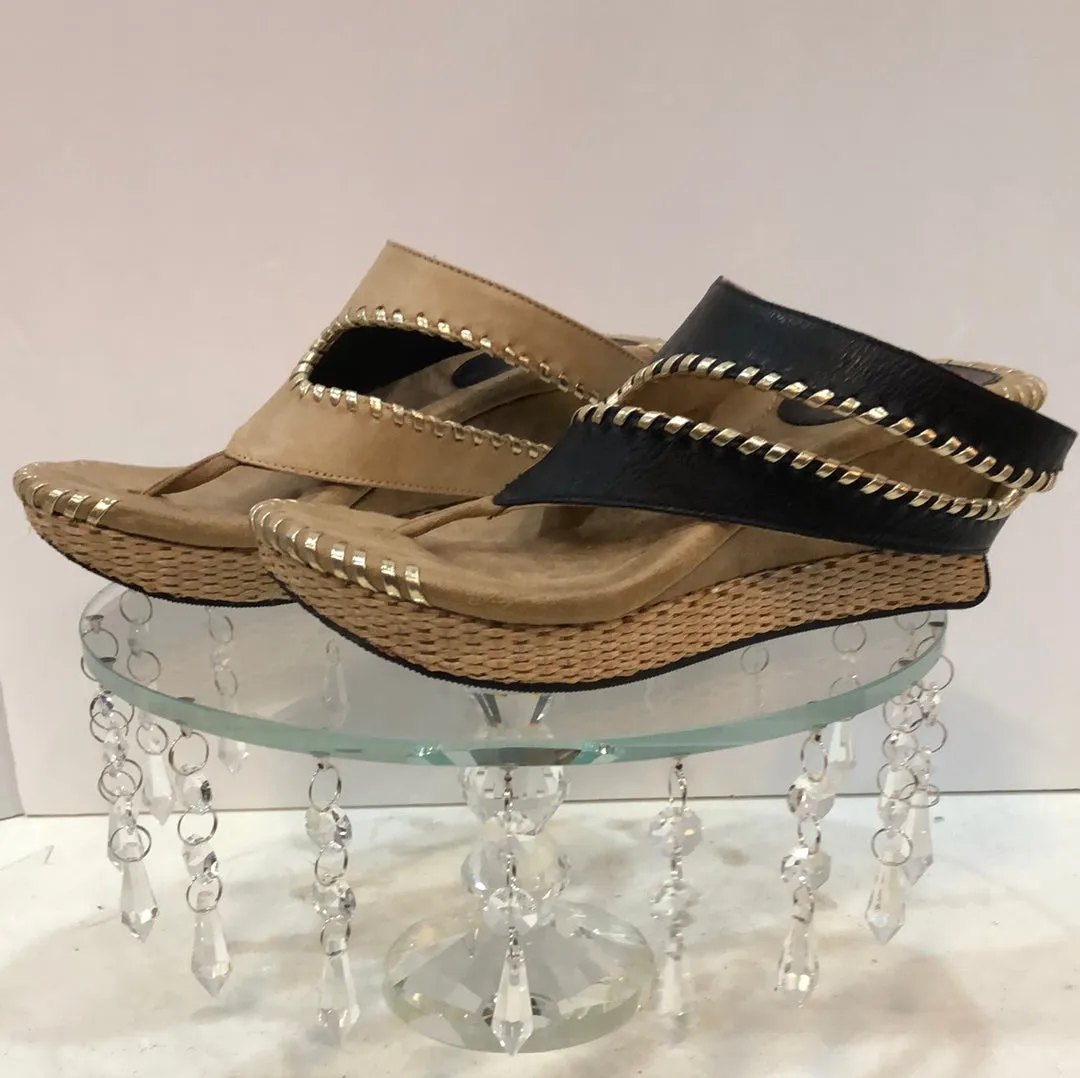 Beige/Black Reversible Sandals
