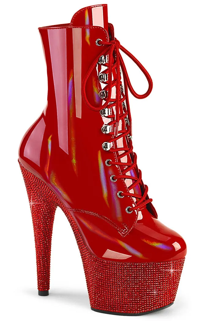BEJEWELED-1020-7 Red Holo Rhinestone Boots
