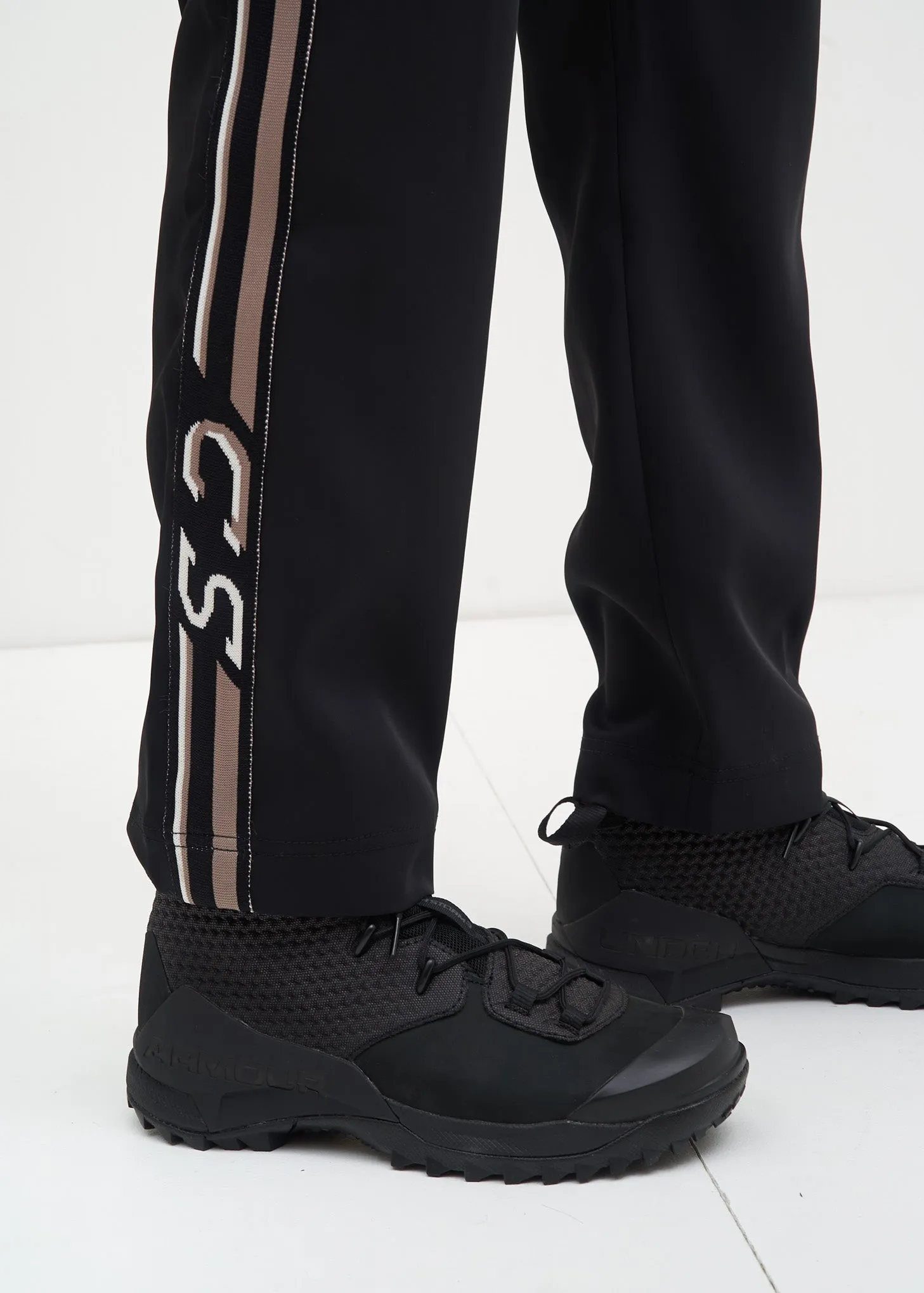 Black and Grey Buck Satin Trackpants