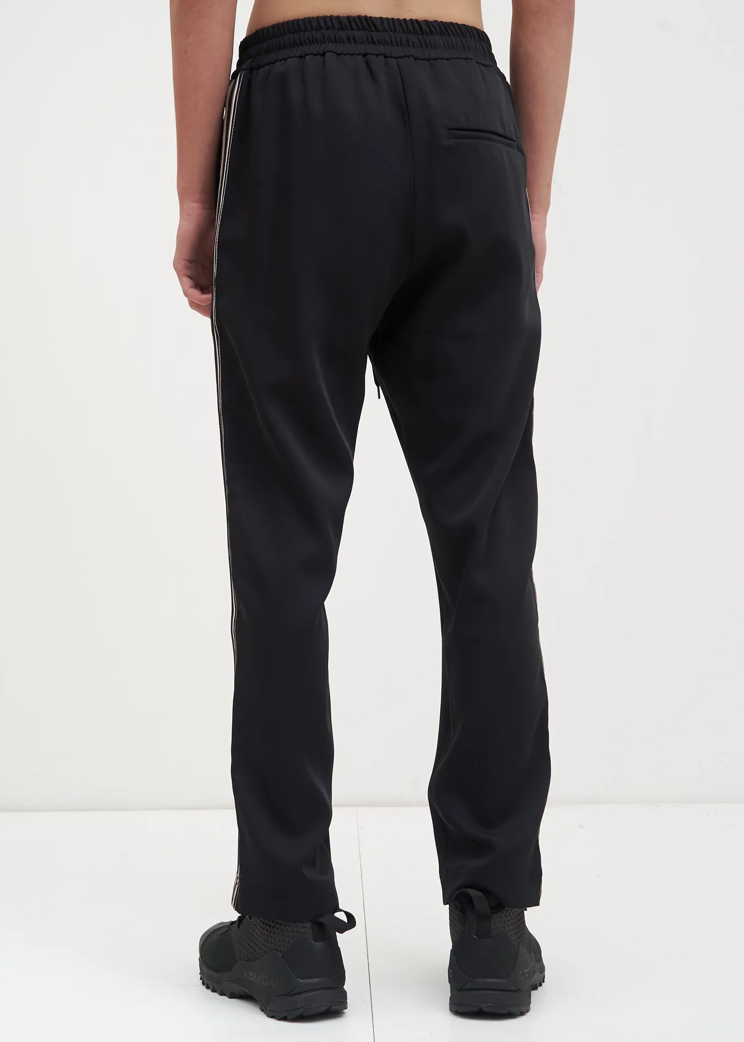 Black and Grey Buck Satin Trackpants