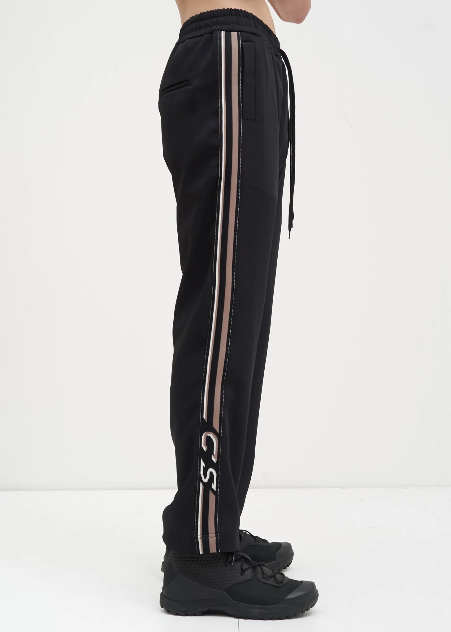 Black and Grey Buck Satin Trackpants