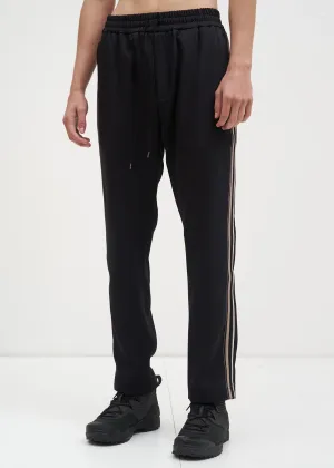 Black and Grey Buck Satin Trackpants
