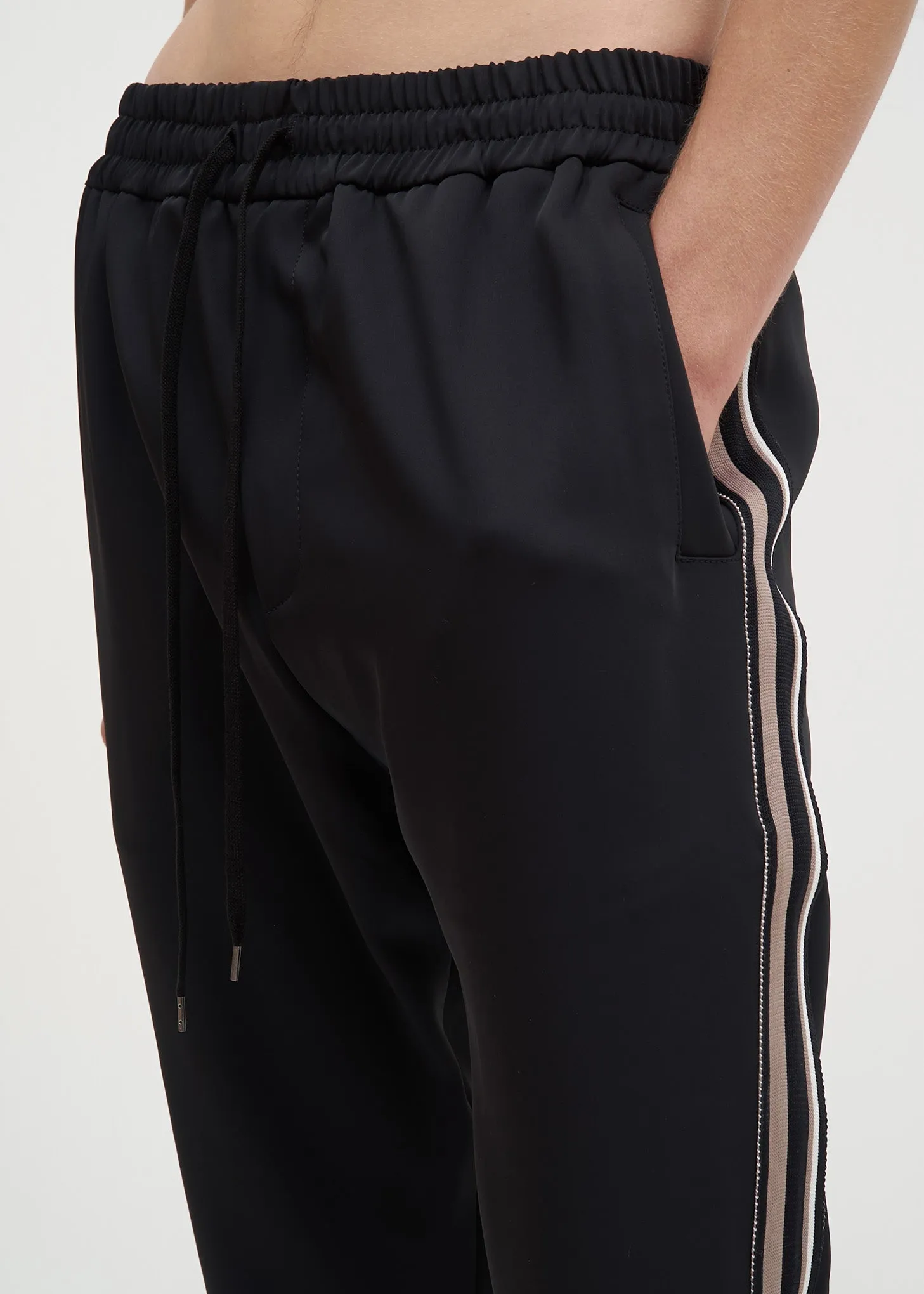 Black and Grey Buck Satin Trackpants