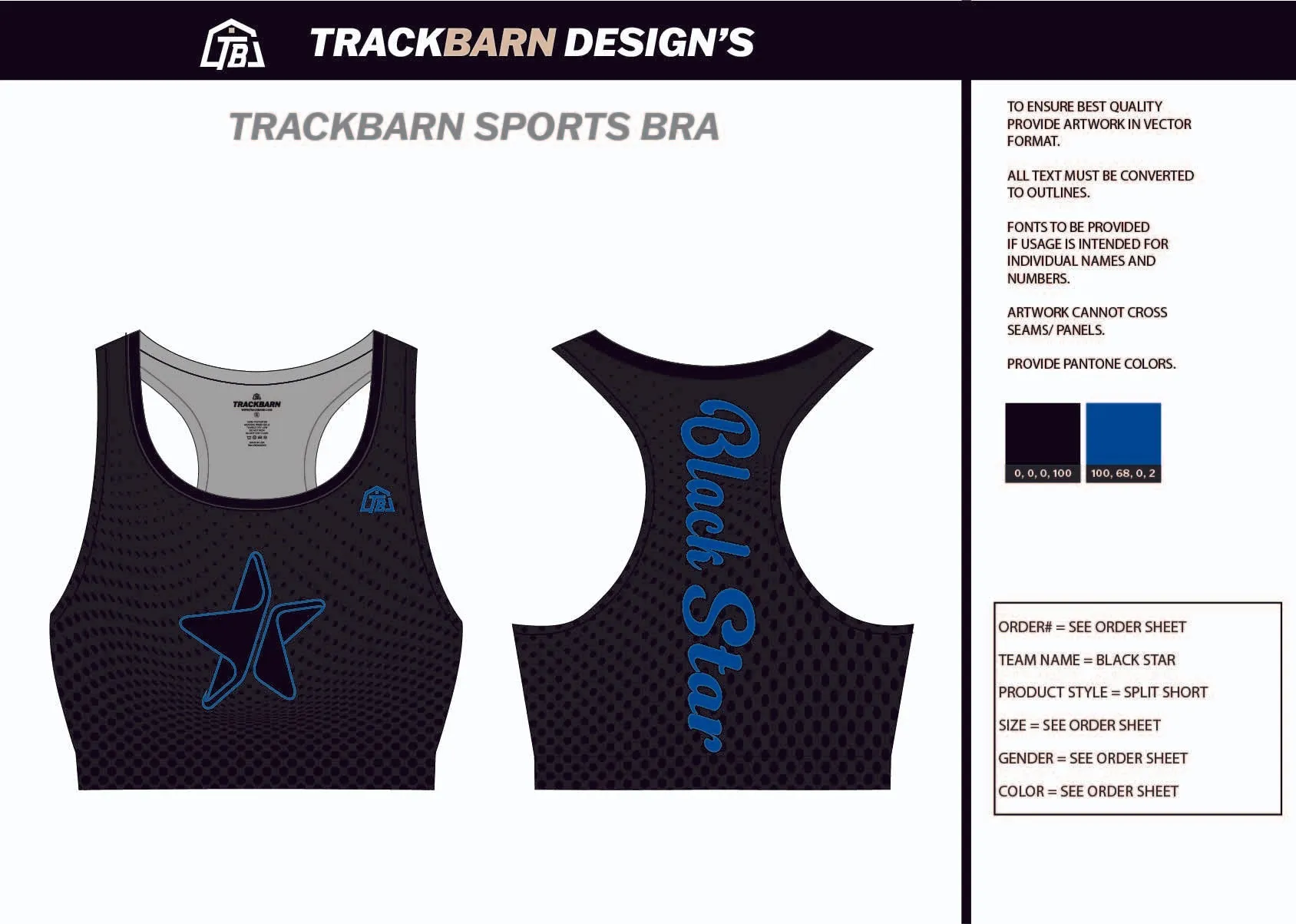 Black-Star- Sports Bra