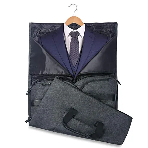 Carry-on Garment Bag Large Duffel Bag Suit Travel Bag Weekend Bag Flight Bag with Shoe Pouch for Men Women (Black)