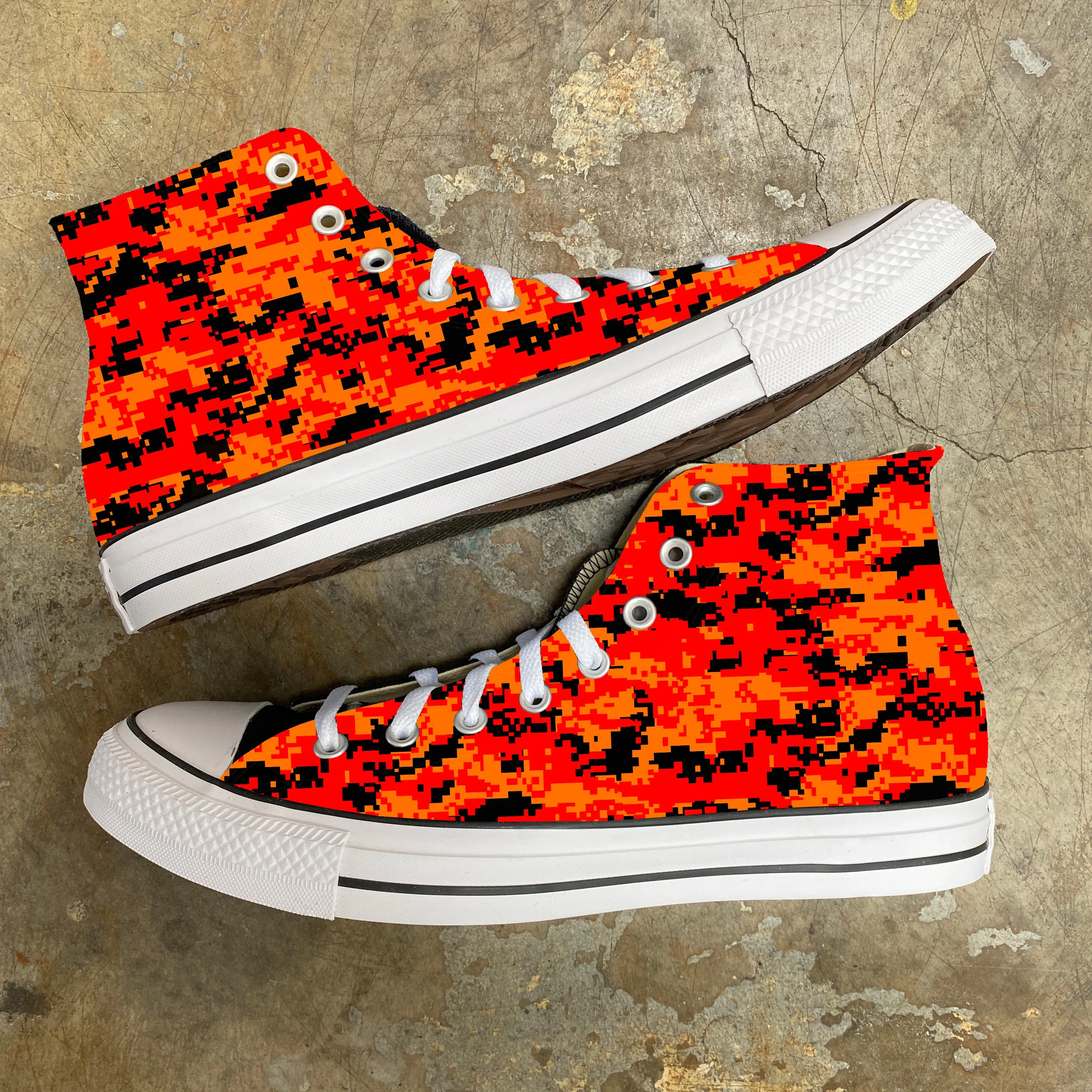 Custom Converse Shoes - Fall Digi Digital Pixel Camouflage Custom Converse