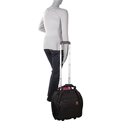 Delsey Quilted Rolling Underseat Bag For Carry-On Fits Overhead & Under Airline Seat - (Black)
