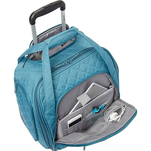 Delsey Quilted Rolling Underseat Bag For Carry-On Fits Overhead & Under Airline Seat - (Black)