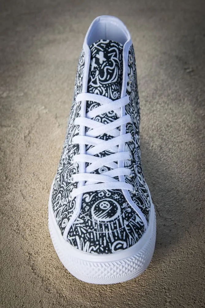Devious Doodle Print Men's Canvas High Top Sneaker