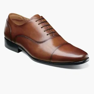 Florsheim Mens Postino Cognac Brown Oxford Cap Toe Leather Dress Shoes