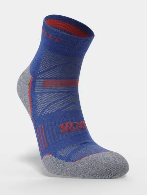 Hilly Mens Supreme Anklet Cushioned Sports Running Socks - Denim / Grey Marl