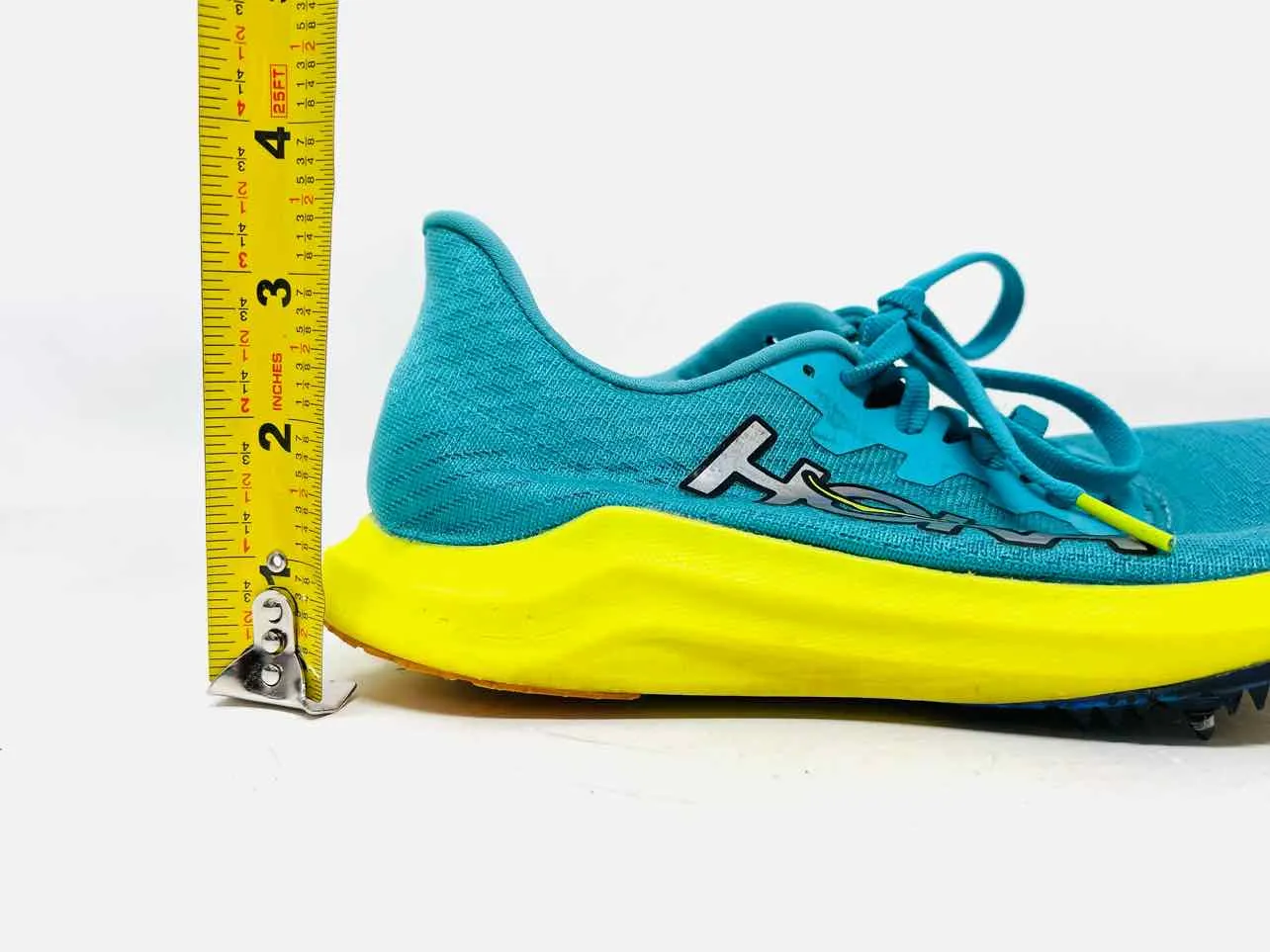 Hoka Size 6 Teal/Yellow Lace-Up Mesh Shoes Sneakers