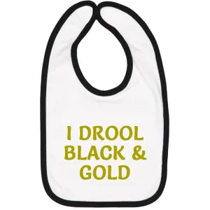 I Drool Black & Gold Bib