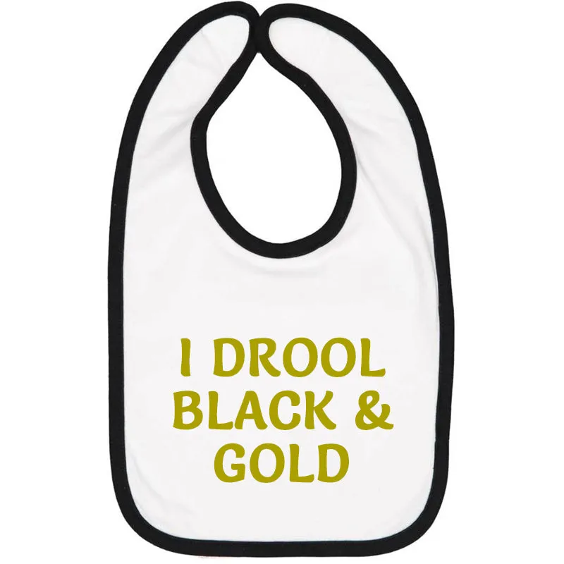 I Drool Black & Gold Bib