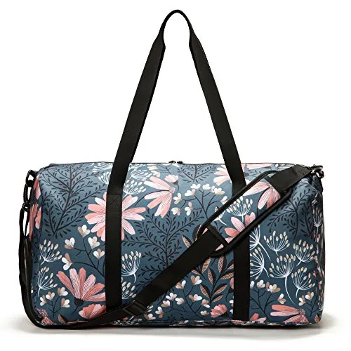 Jadyn B 22" Women'S Weekender Duffel Bag With Shoe Pocket, Navy Floral