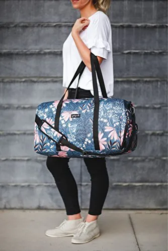 Jadyn B 22" Women'S Weekender Duffel Bag With Shoe Pocket, Navy Floral