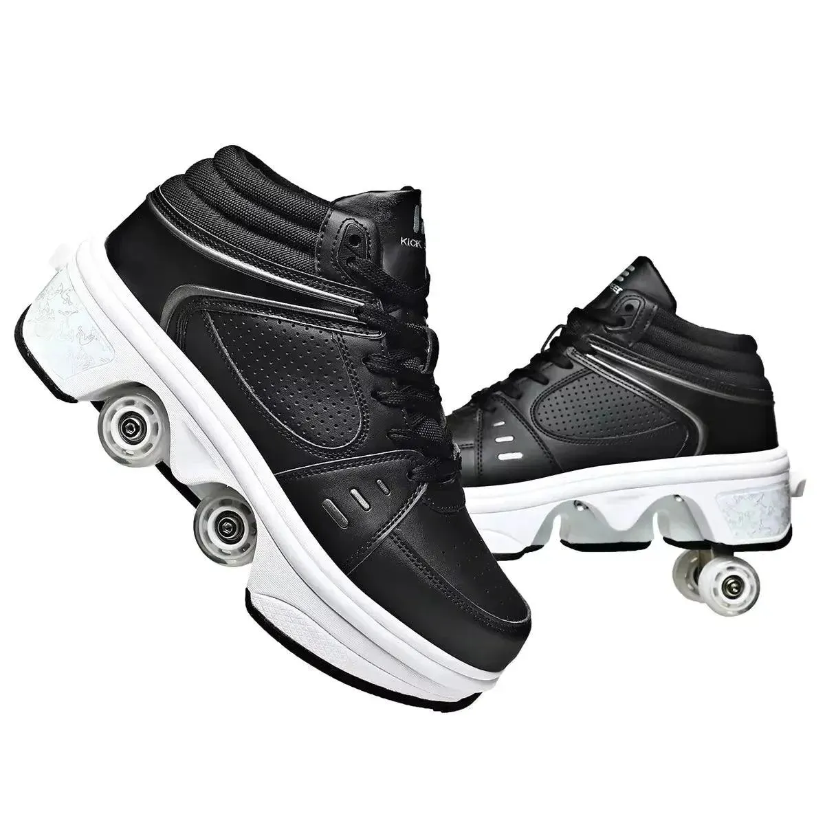 Kick Speed Four-Wheel 2 in 1 Deformation Roller Skate Shoes