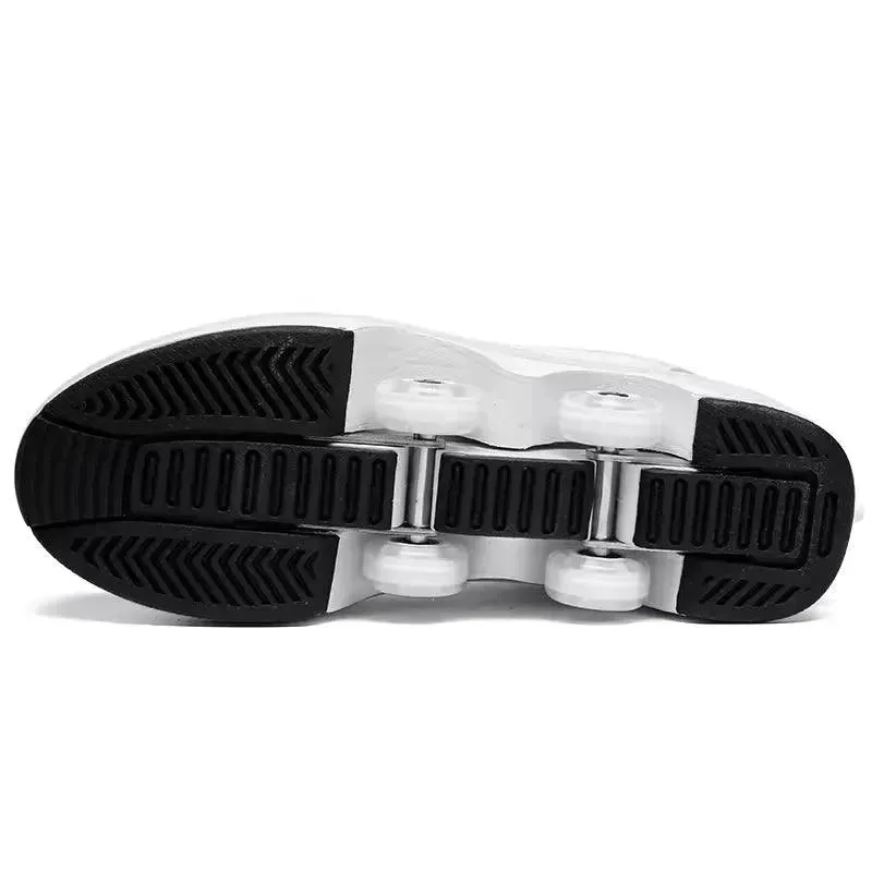 Kick Speed Four-Wheel 2 in 1 Deformation Roller Skate Shoes